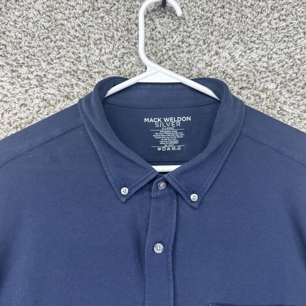 Mack Weldon Silver‎ Shirt Men's XL Long Sleeve Blue Soft Pima Cotton Button Up